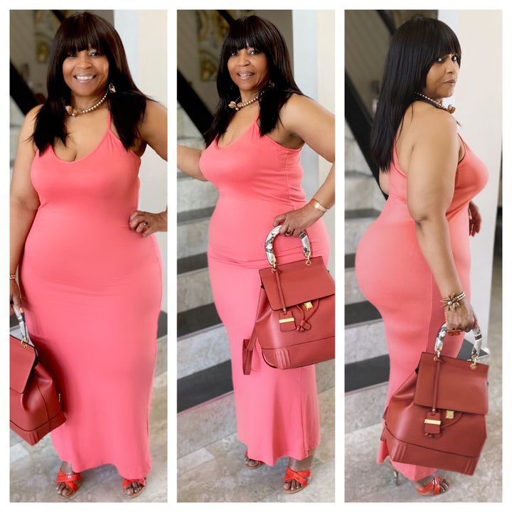 Classy Maxi ( plus size ) coral