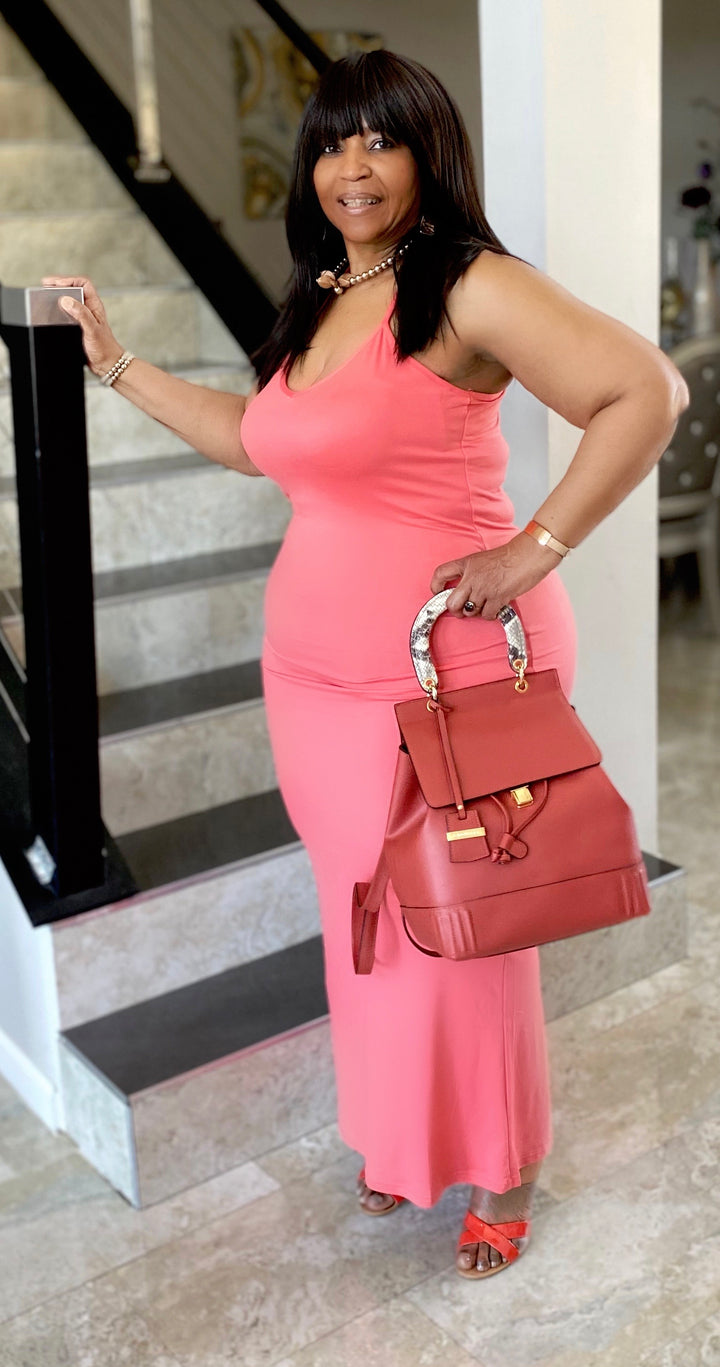 Classy Maxi ( plus size ) coral